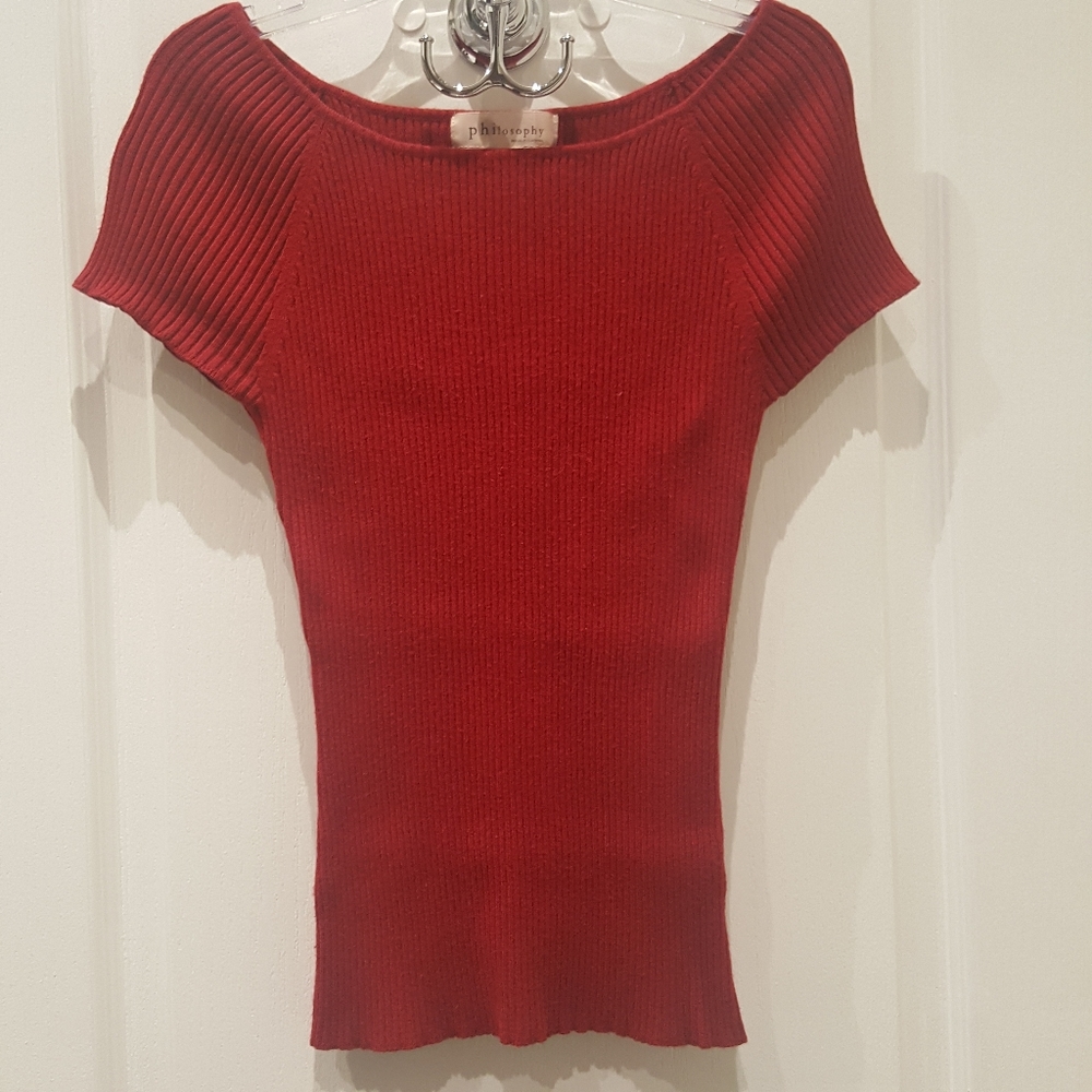 PHILOSOPHY red rib knitted sweater - Picture 1 of 5